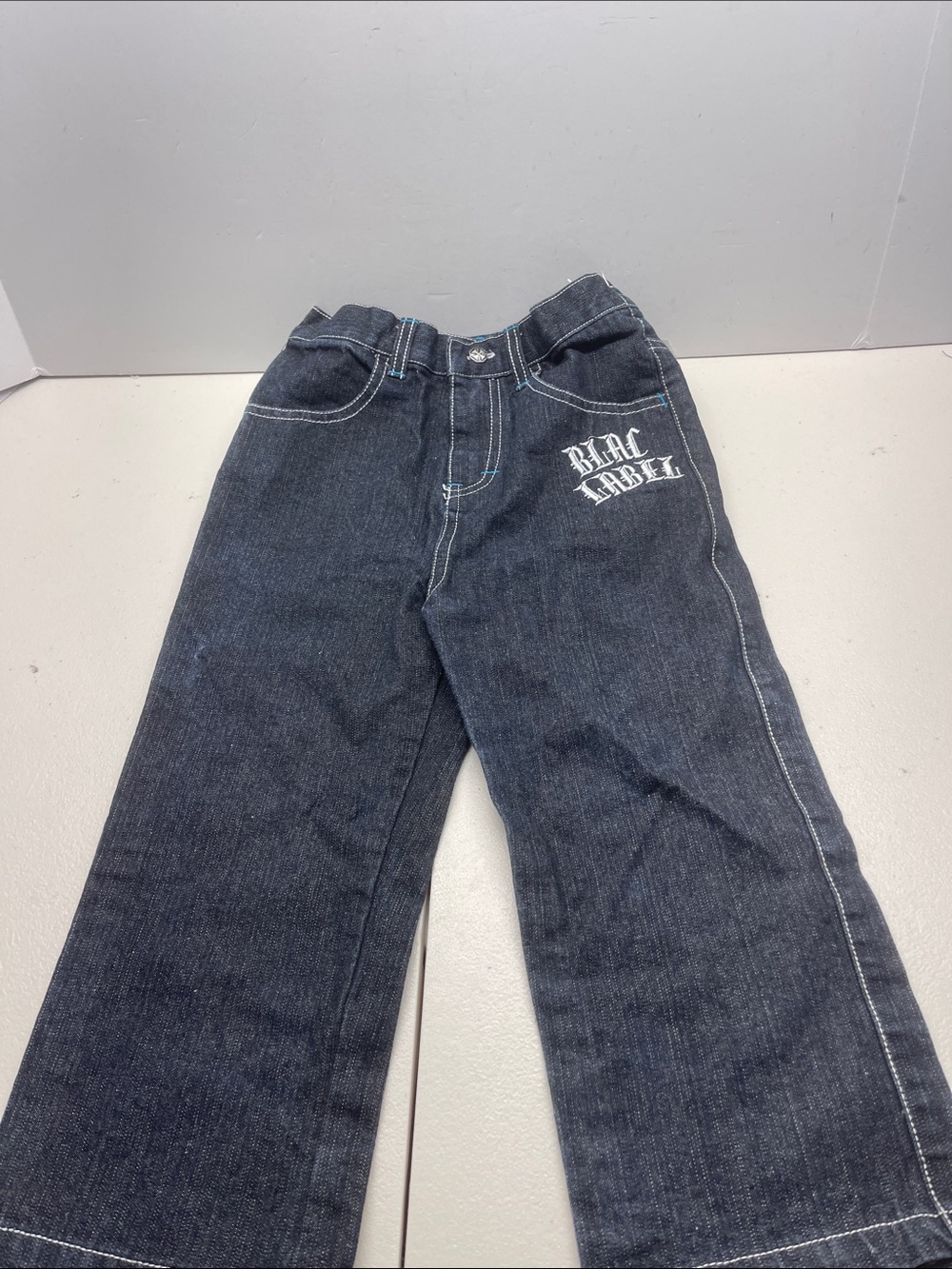 Blac Label Kids Black Denim Jeans with White Logo. NWOT